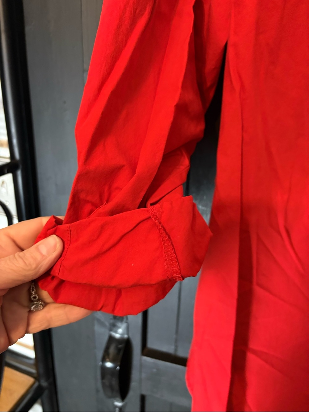 Universal Thread Bright Red Button-Front Tunic Blouse - Picture 5 of 9